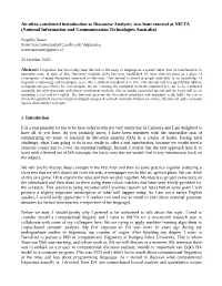 An Ultra-Condensed Introduction to Discourse Analysis: Two-Hour Tutorial at NICTA (National Information and Communication Technologies Australia)