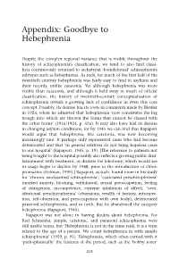 Appendix: Goodbye to Hebephrenia