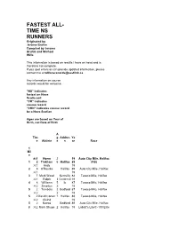 FASTEST ALL- TIME NS RUNNERS Originated by Jerome Bruhm Compiled by Jerome Bruhm and Michael