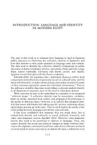 Introduction: LANGUAGE and IDENTITY in MODERN EGYPT