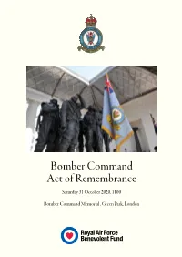 Bomber Command Act of Remembrance Saturday 31 October 2020, 1100