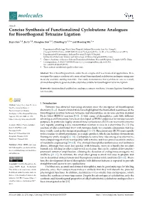 Concise Synthesis of Functionalized Cyclobutene Analogues for Bioorthogonal Tetrazine Ligation