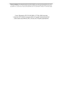 Council Regulation (EC) No 881/2002 of 27 May 2002 Imposing Certain Specific Restrictive Measures Directed Against Certain Perso