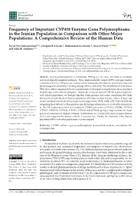 Frequency of Important CYP450 Enzyme Gene Polymorphisms in the Iranian Population in Comparison with Other Major Populations: a Comprehensive Review of the Human Data