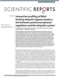 Interaction Profiling of RNA-Binding Ubiquitin Ligases Reveals A