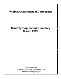 Monthly Population Summary March 2020