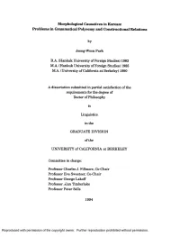 Morphological Causatives in Korean: Problems in Grammatical Polysemy and Constructional Relations