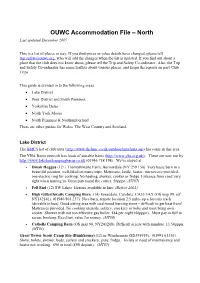 OUWC Accommodation File – North Last Updated December 2007
