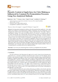 Phenolic Content of Apple Juice for Cider Making As Influenced