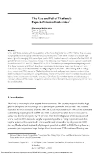 The Rise and Fall of Thailand's Export-Oriented Industries*