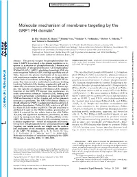 Molecular Mechanism of Membrane Targeting by the GRP1 PH Domain