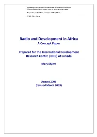 Radio and Development in Africa a Concept Paper