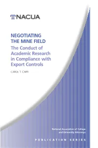 The Conduct of Academic Research in Compliance with Export Controls
