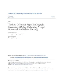 The Role of Human Rights in Copyright Enforcement Online: Elaborating a Legal Framework for Website Blocking