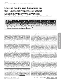 Effect of Proline and Glutamine on the Functional Properties of Wheat Dough in Winter Wheat Varieties BRENDA C