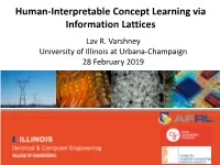 Human-Interpretable Concept Learning Via Information Lattices Lav R