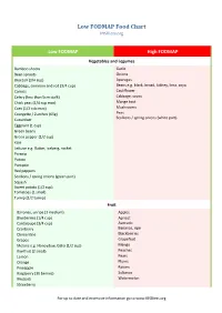 Low FODMAP Food Chart Ibsdiets.Org