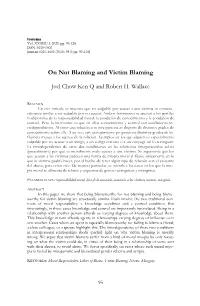 On Not Blaming and Victim Blaming