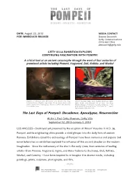 The Last Days of Pompeii: Decadence, Apocalypse, Resurrection