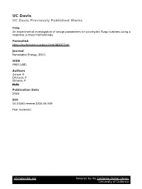 An Experimental Investigation of Design Parameters for Pico-Hydro Turgo Turbines Using a Response Surface Methodology
