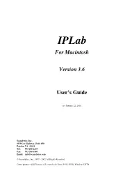 Iplab for Macintosh User's Guide