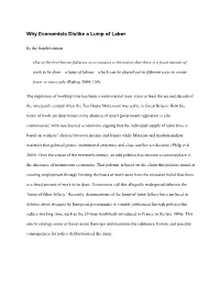 Lump of Labour – Which Can Be Shared out in Different Ways to Create