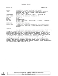 Reproductions Supplied by EDRS Are the Best That Can Be Made from the Original Document