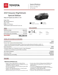 2021 Sequoia-Nightshade Special Edition Sequoia-Nightshade 4WD 5.7L V8