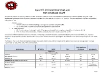 Diabetes Recommendations and Tier Coverage Chart