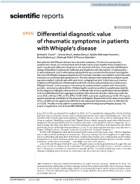 Differential Diagnostic Value of Rheumatic Symptoms in Patients