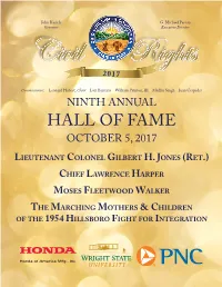 HALL of FAME OCTOBER 5, 2017 Lieutenant Colonel Gilbert H