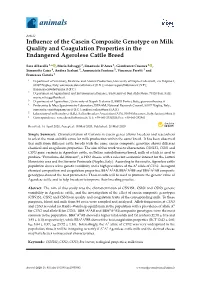 Influence of the Casein Composite Genotype on Milk Quality And