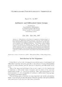 Mathematisches Forschungsinstitut Oberwolfach Arithmetic and Differential Galois Groups