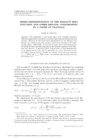 Series Representation of the Riemann Zeta Function and Other Results: Complements to a Paper of Crandall