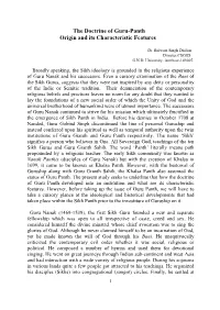The Doctrine of Guru-Panth Origin and Its Characteristic Features