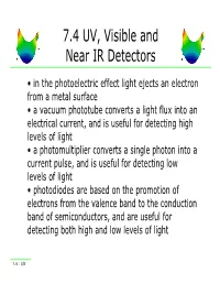 7.4 UV, Visible and Near IR Detectors