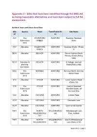 Appendix 3 – Sites That Have Been Identified Through the SHELAA As Being Reasonable Alternatives and Have Been Subject to Full SA Assessment