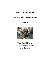 Aston Martin, a Product Overview