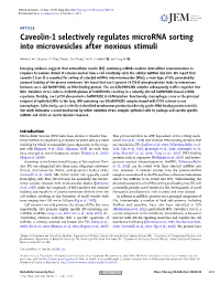 Caveolin-1 Selectively Regulates Microrna Sorting Into Microvesicles After Noxious Stimuli