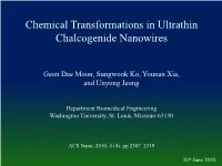 Chemical Transformations in Ultrathin Chalcogenide Nanowires