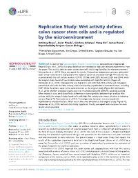 Replication Study: Wnt Activity Defines Colon Cancer Stem Cells and Is