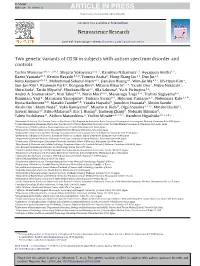 Two Genetic Variants of CD38 in Subjects with Autism Spectrum Disorder and Controls