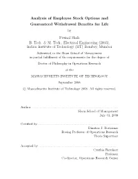 Analysis of Employee Stock Options and Guaranteed Withdrawal Beneﬁts for Life by Premal Shah B