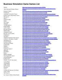 Business Simulation Game Games List