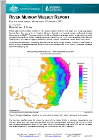 River Murray Operations Weekly Report 30Th January 2013