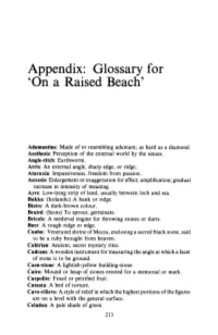Appendix: Glossary for 'On a Raised Beach'