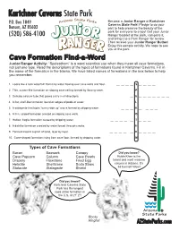 Cave Formation Find-A-Word Junior Ranger Activity: “Speleothem” Is a Word Scientists Use When They Mean All Cave Formations, Not Just One Type