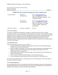 ECDEV 602: Economic Development: Policy and Practice