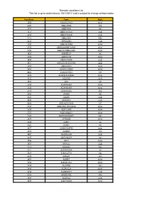 Remote Locations List This List Is up to and Inclusive 13/11/2017 and Is Subject to Change Without Notice