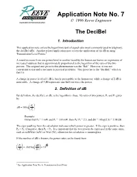 The Decibel, Application Note No. 7